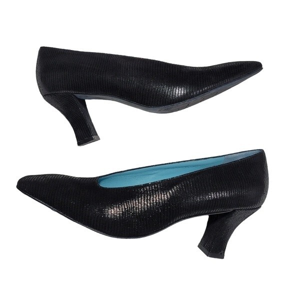 Thierry Rabotin Black Shimmery Suede Italian Heels Sz 39 - Picture 4 of 9